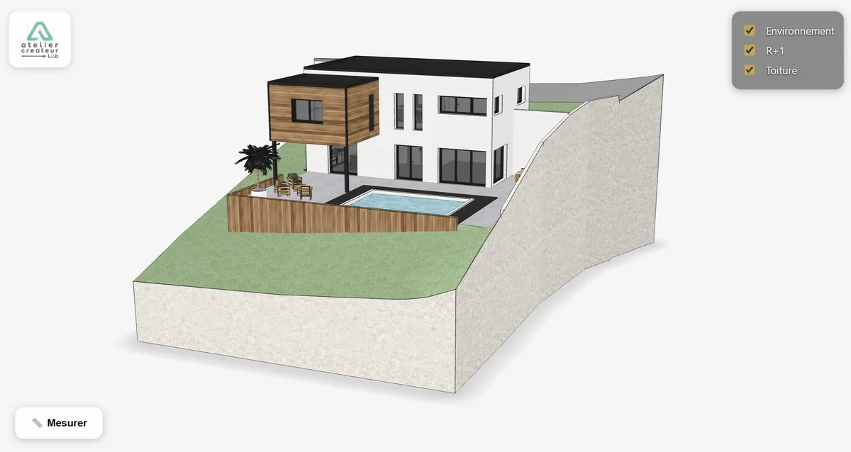 A house published from IFC: surroundings, upper floor and roof can be hidden.